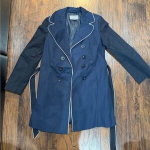 Ann Taylor Navy Coat with White Accents